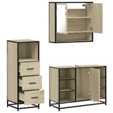 3 Piece Bathroom Furniture Set Sonoma Oak Engineered Wood