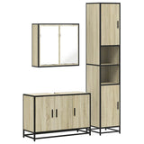 3 Piece Bathroom Furniture Set Sonoma Oak Engineered Wood - Front View