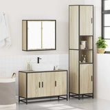 3 Piece Bathroom Furniture Set Sonoma Oak Engineered Wood - Top-Down View