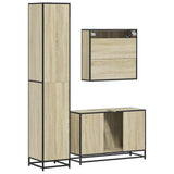 3 Piece Bathroom Furniture Set Sonoma Oak Engineered Wood - Close-Up Angle