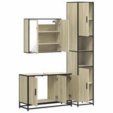 3 Piece Bathroom Furniture Set Sonoma Oak Engineered Wood - Low Angle