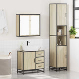 3 Piece Bathroom Furniture Set Sonoma Oak Engineered Wood - Top-Down View