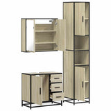3 Piece Bathroom Furniture Set Sonoma Oak Engineered Wood - Low Angle