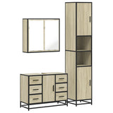 3 Piece Bathroom Furniture Set Sonoma Oak Engineered Wood - Front View