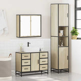 3 Piece Bathroom Furniture Set Sonoma Oak Engineered Wood - Top-Down View