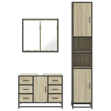 3 Piece Bathroom Furniture Set Sonoma Oak Engineered Wood - 45-Degree Angle