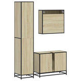 3 Piece Bathroom Furniture Set Sonoma Oak Engineered Wood - Close-Up Angle