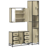 3 Piece Bathroom Furniture Set Sonoma Oak Engineered Wood - Low Angle