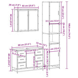 3 Piece Bathroom Furniture Set Sonoma Oak Engineered Wood - Extra Image