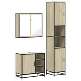 3 Piece Bathroom Furniture Set Sonoma Oak Engineered Wood - Front View