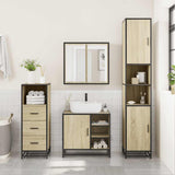 3 Piece Bathroom Furniture Set Sonoma Oak Engineered Wood - Side View