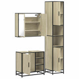 3 Piece Bathroom Furniture Set Sonoma Oak Engineered Wood - Low Angle