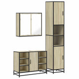3 Piece Bathroom Furniture Set Sonoma Oak Engineered Wood - Front View