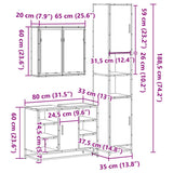 3 Piece Bathroom Furniture Set Sonoma Oak Engineered Wood - Extra Image