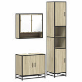 3 Piece Bathroom Furniture Set Sonoma Oak Engineered Wood - Front View