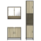 3 Piece Bathroom Furniture Set Sonoma Oak Engineered Wood - 45-Degree Angle