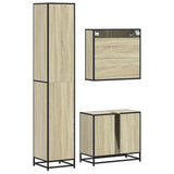 3 Piece Bathroom Furniture Set Sonoma Oak Engineered Wood - Close-Up Angle