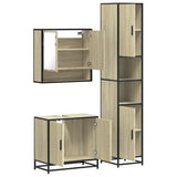 3 Piece Bathroom Furniture Set Sonoma Oak Engineered Wood - Low Angle