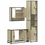 3 Piece Bathroom Furniture Set Sonoma Oak Engineered Wood - Low Angle