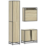 3 Piece Bathroom Furniture Set Sonoma Oak Engineered Wood - Close-Up Angle