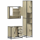 3 Piece Bathroom Furniture Set Sonoma Oak Engineered Wood - Low Angle