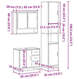 3 Piece Bathroom Furniture Set Sonoma Oak Engineered Wood