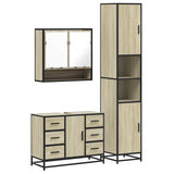 3 Piece Bathroom Furniture Set Sonoma Oak Engineered Wood - Front View