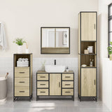 3 Piece Bathroom Furniture Set Sonoma Oak Engineered Wood - Side View