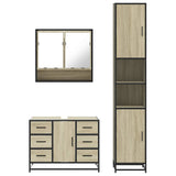 3 Piece Bathroom Furniture Set Sonoma Oak Engineered Wood - 45-Degree Angle