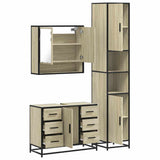 3 Piece Bathroom Furniture Set Sonoma Oak Engineered Wood - Low Angle