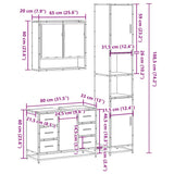 3 Piece Bathroom Furniture Set Sonoma Oak Engineered Wood - Extra Image