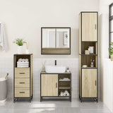 3 Piece Bathroom Furniture Set Sonoma Oak Engineered Wood - Side View