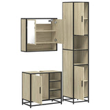3 Piece Bathroom Furniture Set Sonoma Oak Engineered Wood - Low Angle