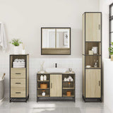 3 Piece Bathroom Furniture Set Sonoma Oak Engineered Wood - Top-Down View