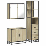 3 Piece Bathroom Furniture Set Sonoma Oak Engineered Wood - Front View