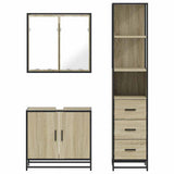 3 Piece Bathroom Furniture Set Sonoma Oak Engineered Wood - 45-Degree Angle