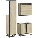 3 Piece Bathroom Furniture Set Sonoma Oak Engineered Wood - Close-Up Angle