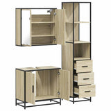 3 Piece Bathroom Furniture Set Sonoma Oak Engineered Wood - Low Angle