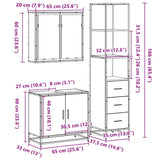 3 Piece Bathroom Furniture Set Sonoma Oak Engineered Wood - Extra Image