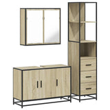 3 Piece Bathroom Furniture Set Sonoma Oak Engineered Wood - Front View