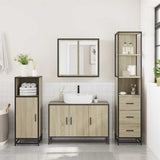 3 Piece Bathroom Furniture Set Sonoma Oak Engineered Wood - Top-Down View