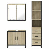 3 Piece Bathroom Furniture Set Sonoma Oak Engineered Wood