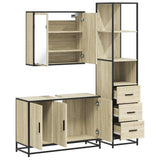 3 Piece Bathroom Furniture Set Sonoma Oak Engineered Wood - Low Angle