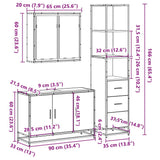 3 Piece Bathroom Furniture Set Sonoma Oak Engineered Wood - Extra Image