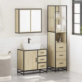 3 Piece Bathroom Furniture Set Sonoma Oak Engineered Wood - Side View