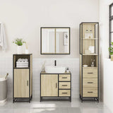 3 Piece Bathroom Furniture Set Sonoma Oak Engineered Wood - Top-Down View