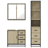 3 Piece Bathroom Furniture Set Sonoma Oak Engineered Wood - 45-Degree Angle