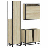 3 Piece Bathroom Furniture Set Sonoma Oak Engineered Wood - Close-Up Angle