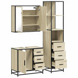 3 Piece Bathroom Furniture Set Sonoma Oak Engineered Wood - Low Angle