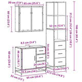 3 Piece Bathroom Furniture Set Sonoma Oak Engineered Wood - Extra Image